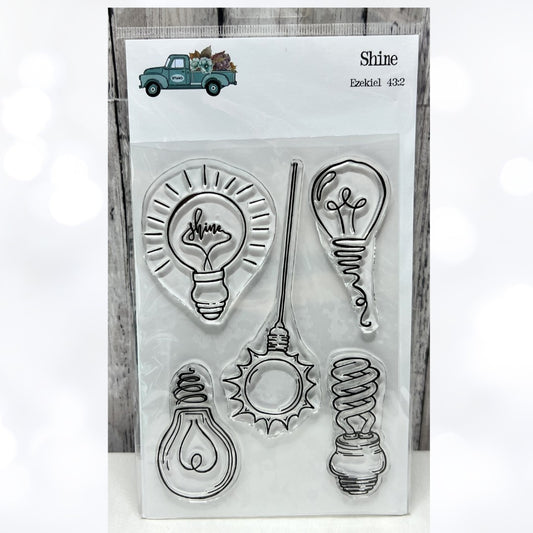 By the Well 4 God SHINE Lightbulbs Religious  Bible Journaling Rubber Stamps