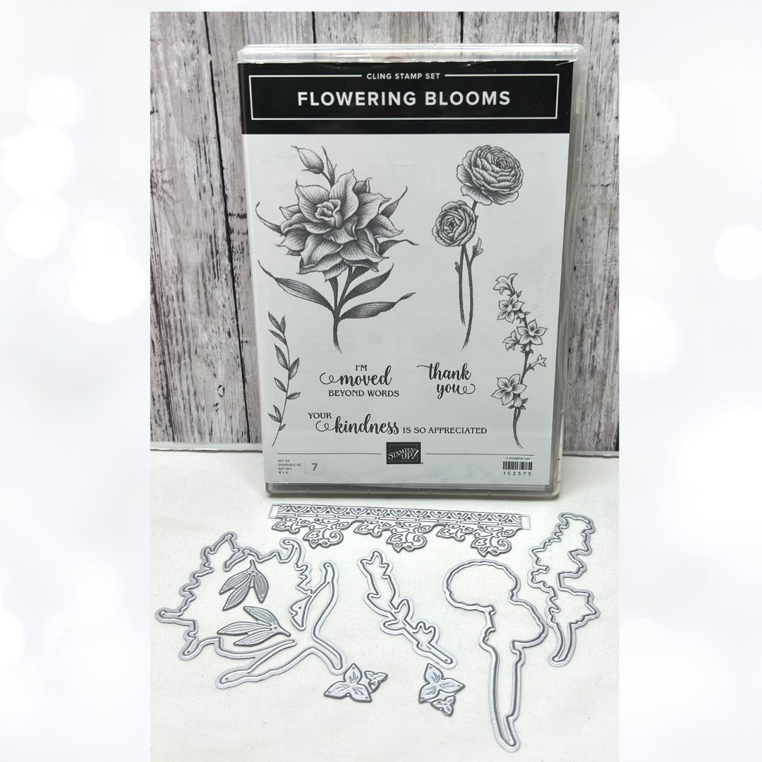 Stampin Up FLOWERING BLOOMS Flowers Rubber Stamps Dies