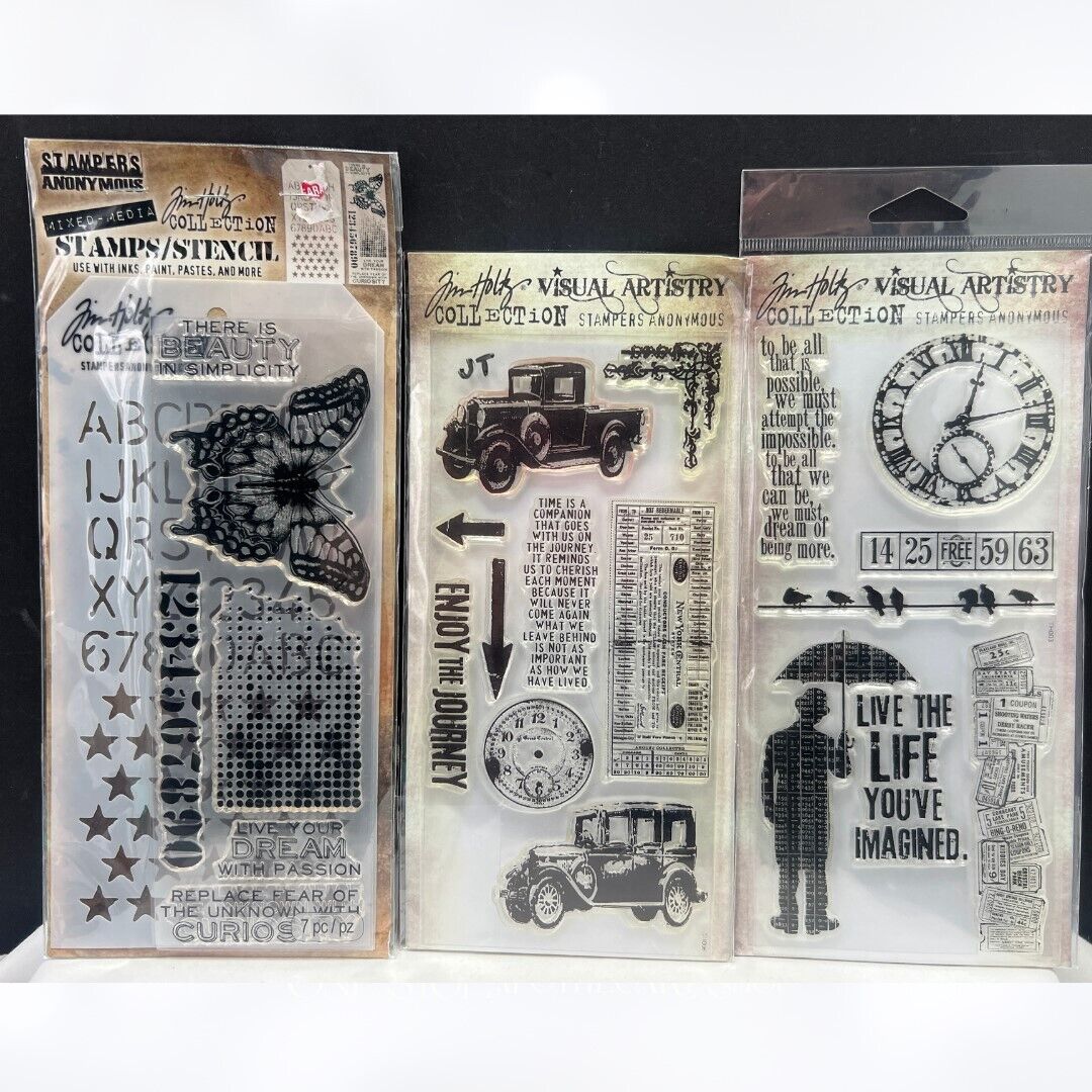 Tim Holtz LIFE'S POSSIBILITIES The Journey Mixed Media Rubber Stamps Lot of 3