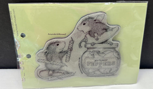 House Mouse PEPPER POWER Birthday Jalapeno Mice Rubber Stamp Rare