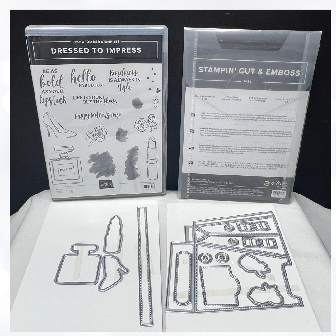 Stampin Up DRESSED TO IMPRESS All Dressed Up Makeup Fashion Rubber Stamps Dies