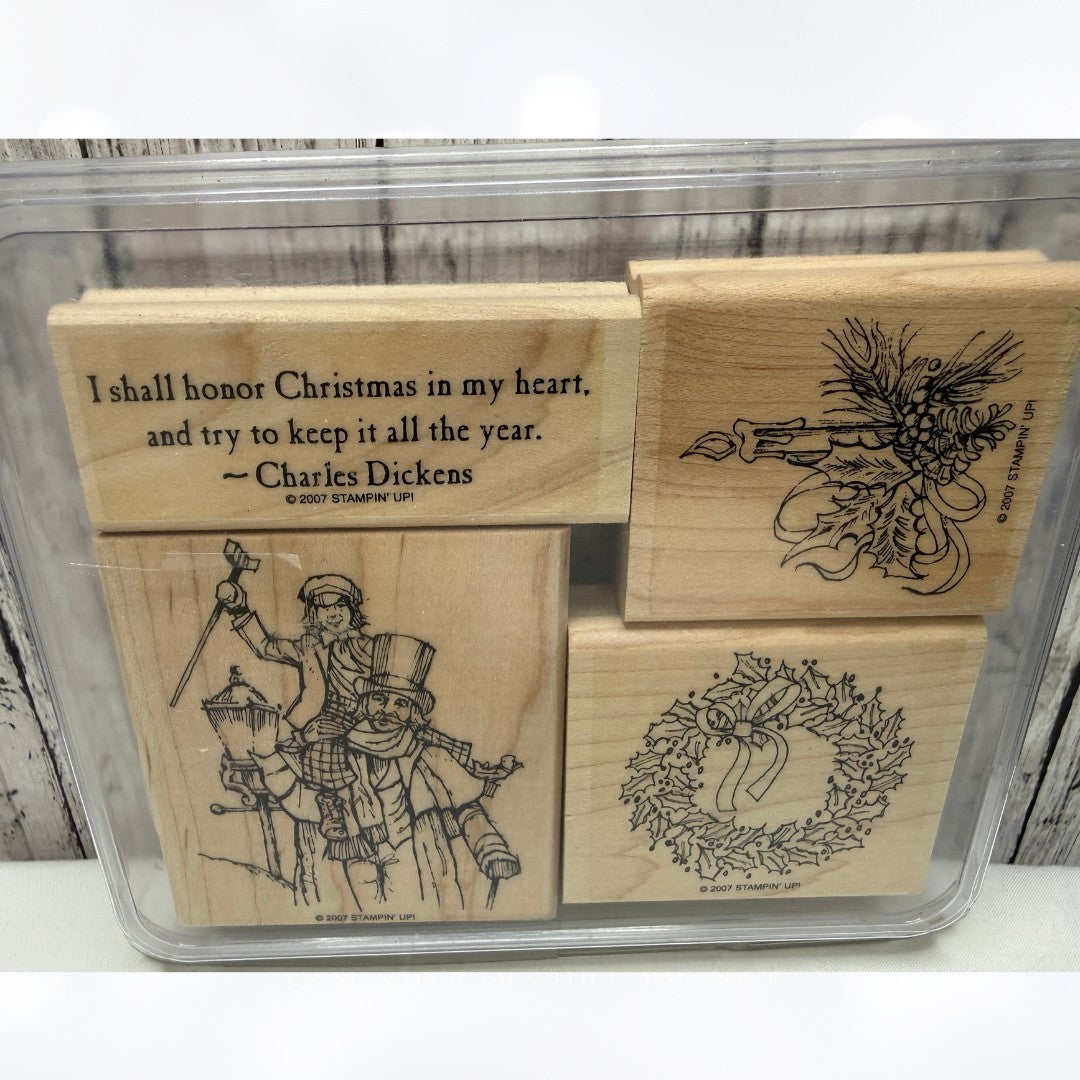 Stampin Up KEEP CHRISTMAS Charles Dickens Wood Rubber Stamps