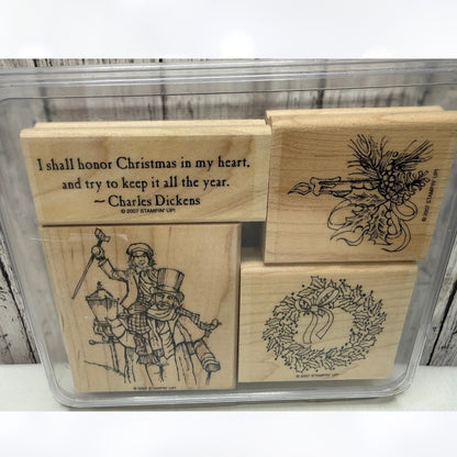 Stampin Up KEEP CHRISTMAS Charles Dickens Wood Rubber Stamps