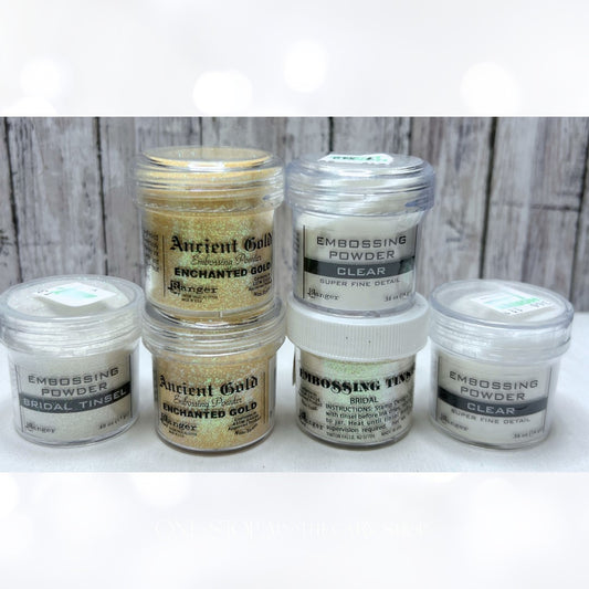 Ranger EMBOSSING TINSEL Powders Gold Clear Bridal Lot of 6