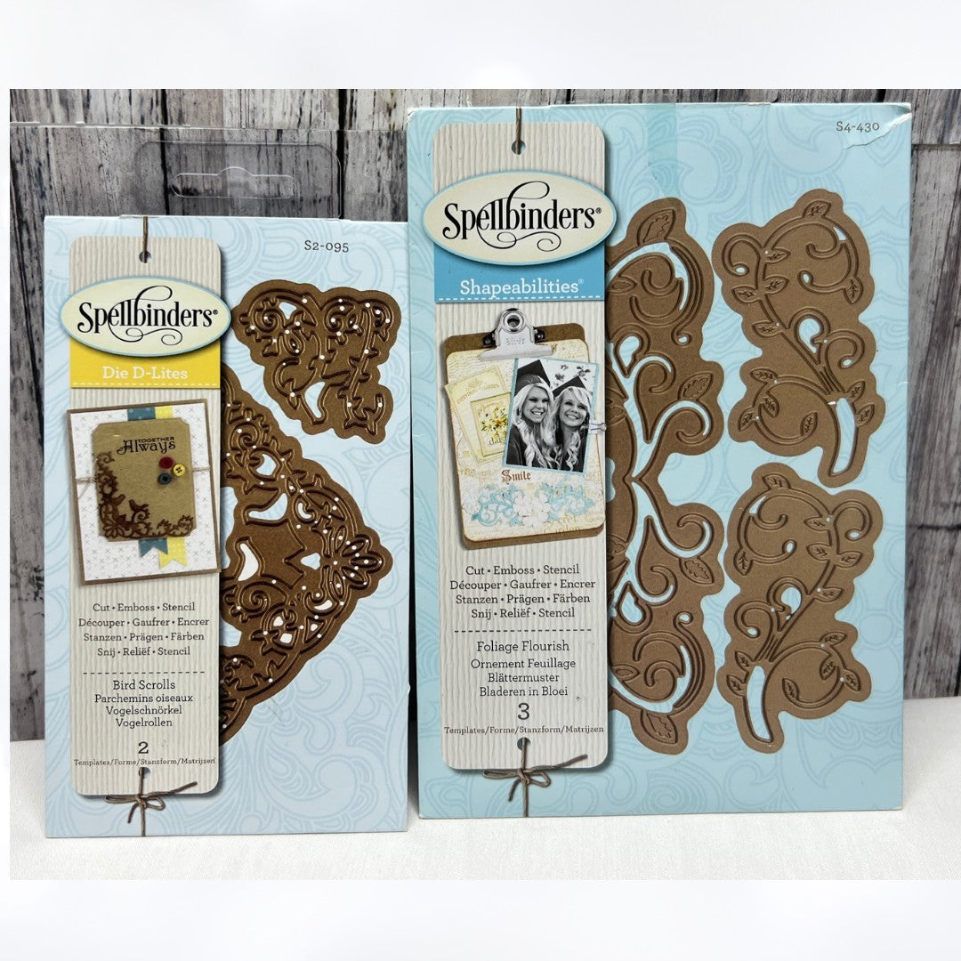 Spellbinders BIRD SCROLLS Foliage Flourish Dies