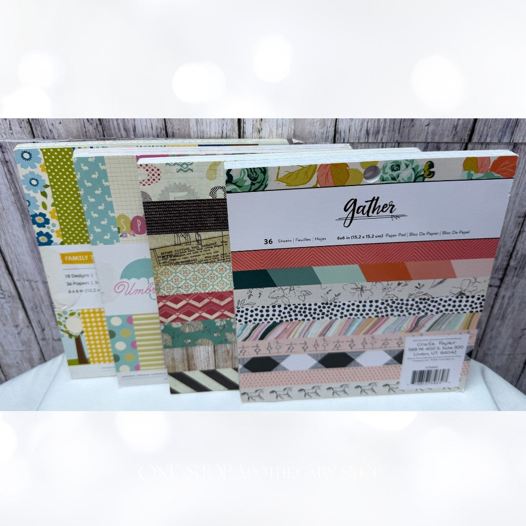 Crate Paper Pebbles 6X6 PAPER PACKS Scrapbook Cardstock Lot of 4