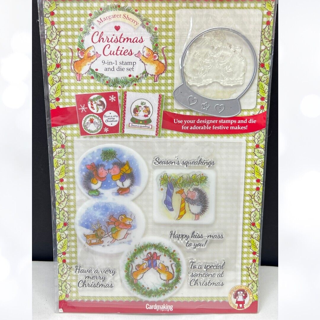 Margaret Sherry CHRISTMAS CUTIES Snowglobe Mice Hedgehogs Rubber Stamps
