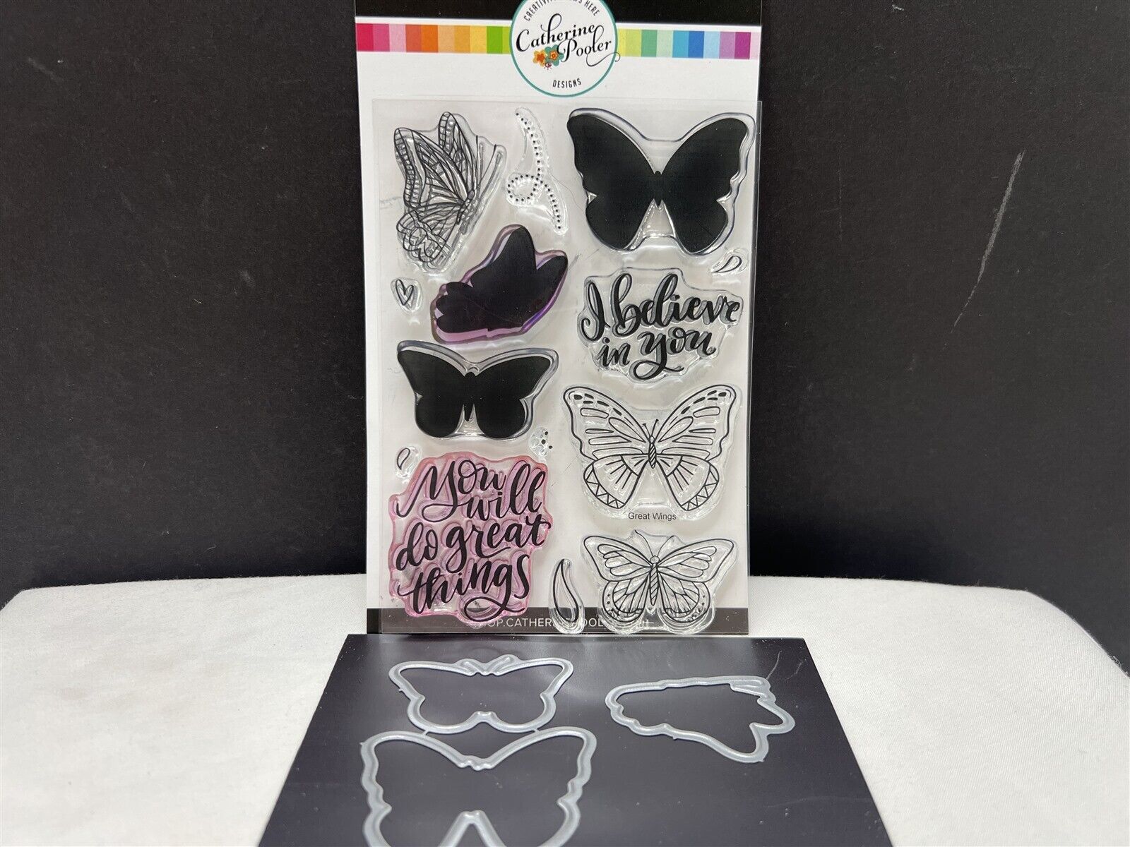 Catherine Pooler GREAT WINGS Butterfly Butterflies Rubber Stamps Dies