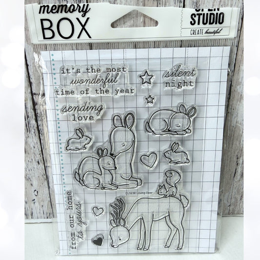 Memory Box LOVING DEER Mothers Day Baby Animals Rubber Stamps