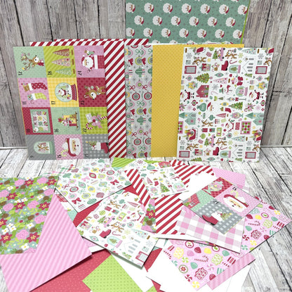 Doodlebug Designs MERRY & BRIGHT ALBUM KIT Christmas 6x8 Paper Scrapbook Lot