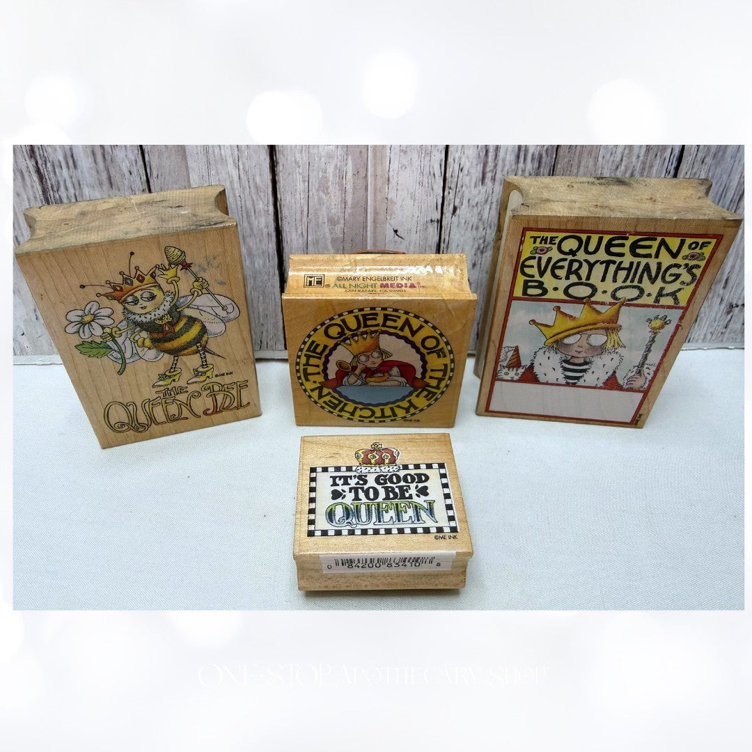 Mary Engelbreit QUEEN Bee Kitchen Books Rubber Stamps Lot of 4