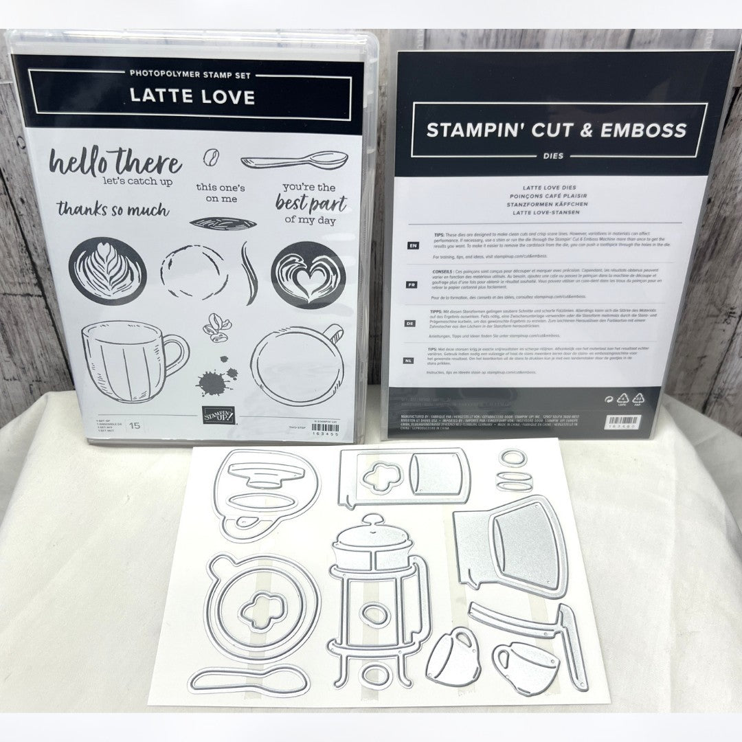 Stampin Up LATTE LOVE Coffee Rubber Stamps Dies