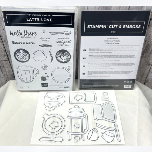 Stampin Up LATTE LOVE Coffee Rubber Stamps Dies