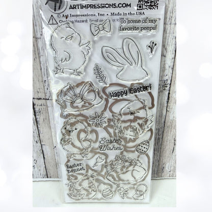 Art Impressions EASTER CHICKS Chickens Bunny Rubber Stamps Dies