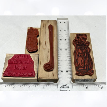 GOLFER Golf Golfing Clubs Sports Fathers Day Dad Wood Rubber Stamps Lot of 6