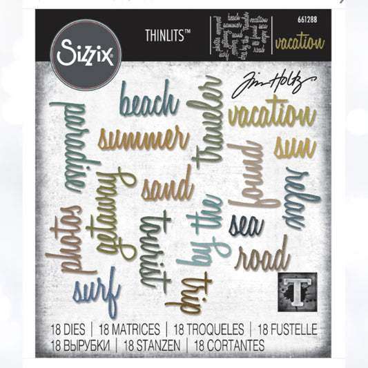Tim Holtz VACATION Sayings Greetings Words 661288 Thinlits Dies