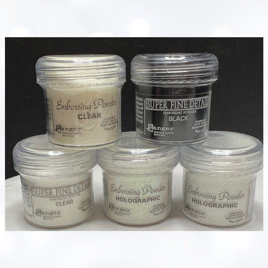 Ranger EMBOSSING POWDER Black Clear Holographic Lot of 5