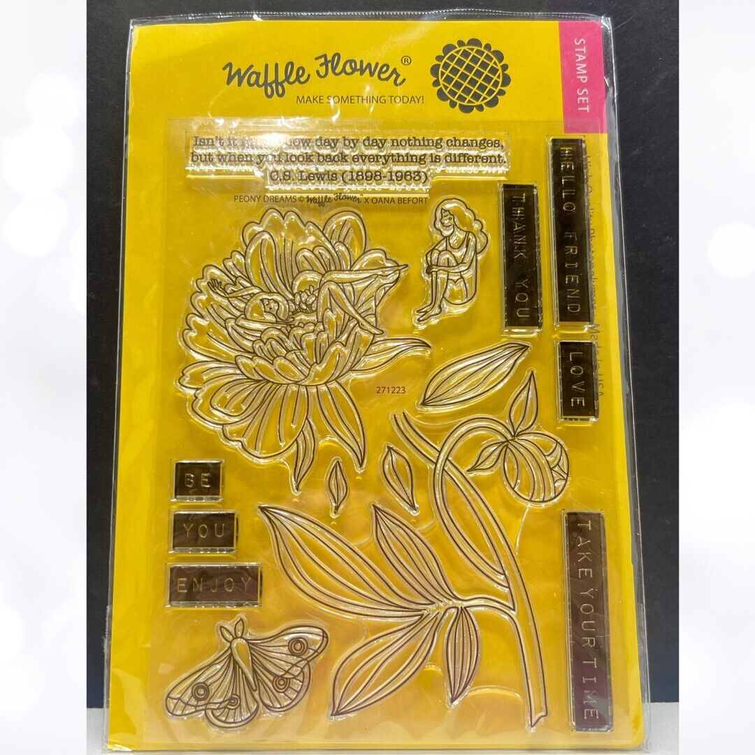 Waffle Flower PEONY DREAMS Flowers Floral Girl Rubber Stamps