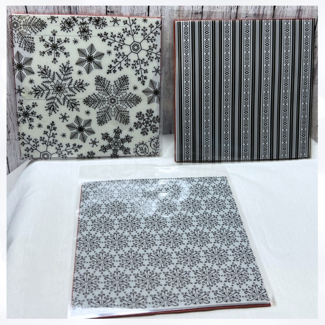 Hero Arts SNOWFLAKES Blanket Southwest Christmas Background Rubber Stamps Lot