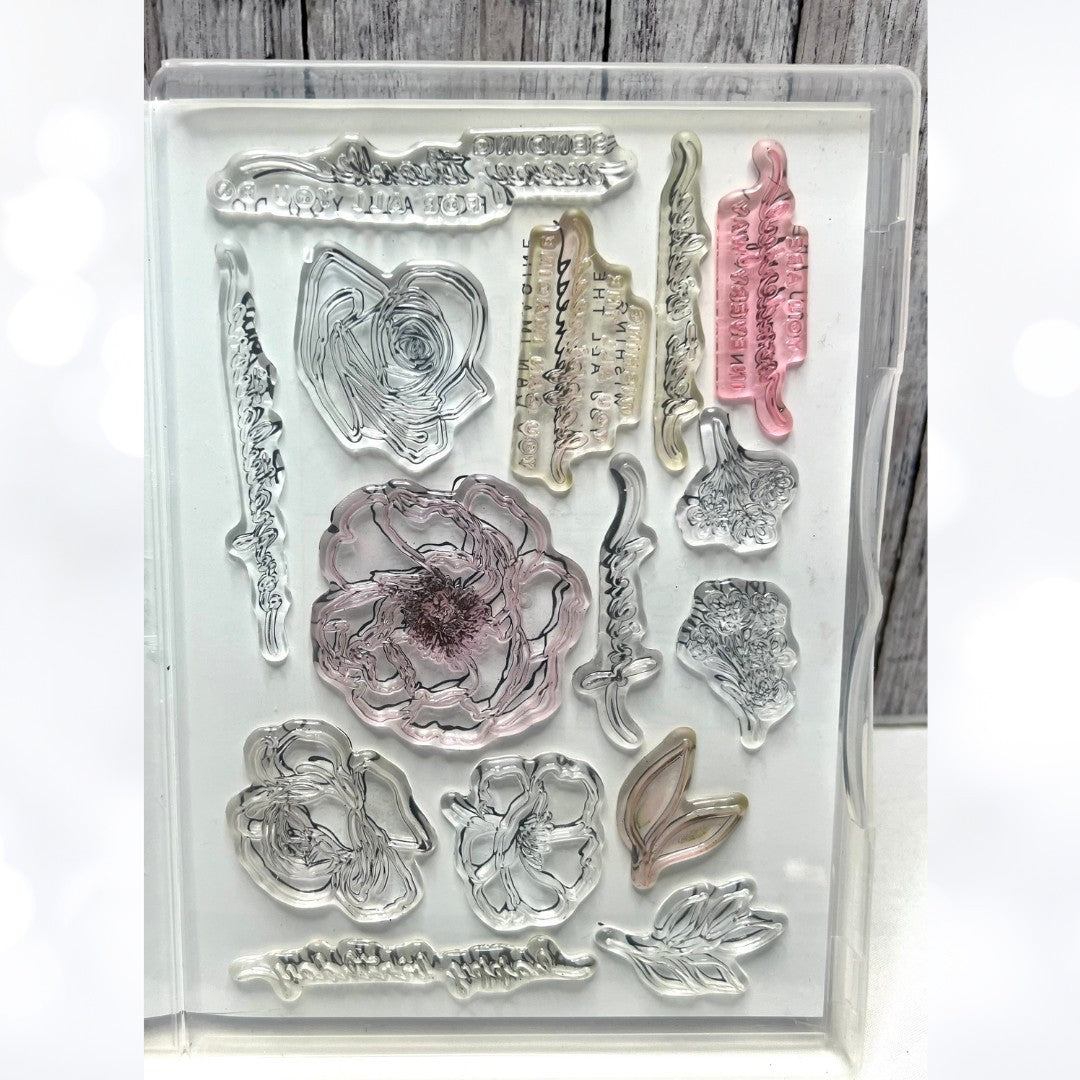 Stampin Up HAPPINESS ABOUNDS Blossoming Flowers Floral Rubber Stamps Dies