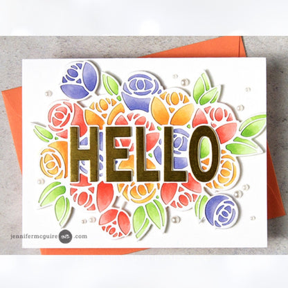 Pinkfresh Studio LIFE IS GOOD Hello With a Bouquet Flowers Rubber Stamps Dies
