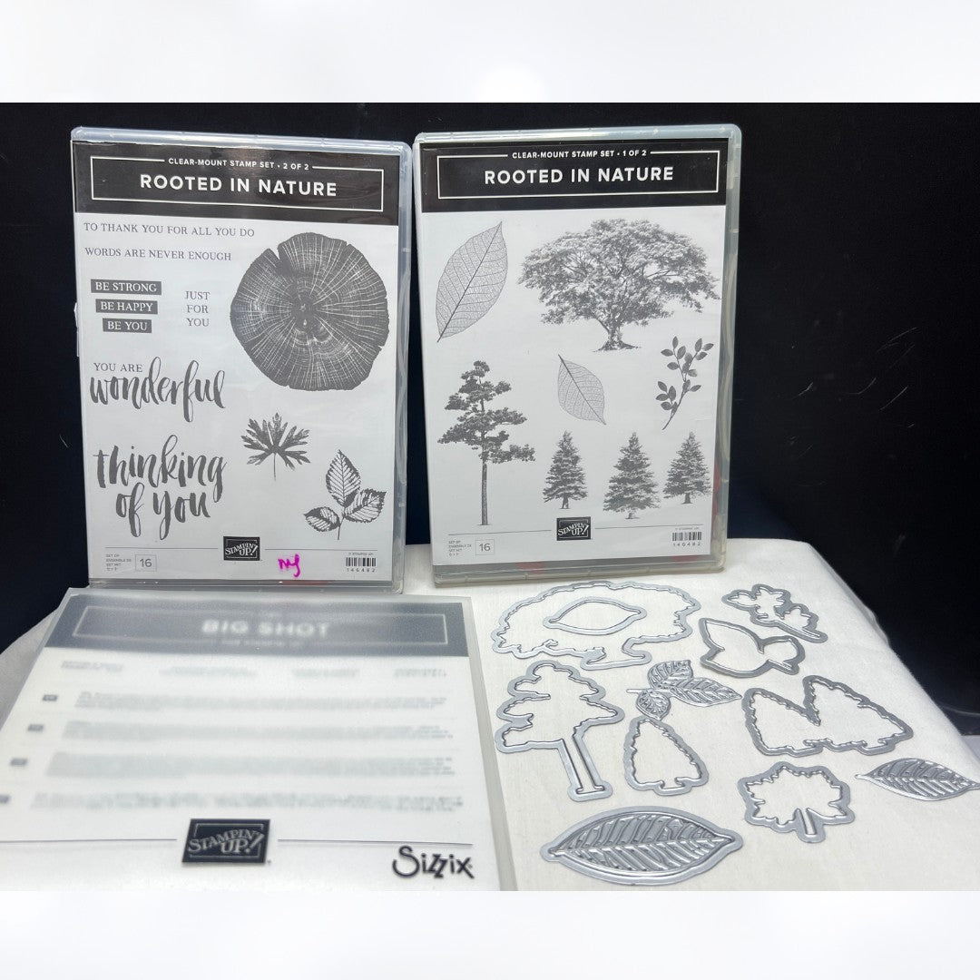 Stampin Up ROOTED IN NATURE Trees Roots Rubber Stamps Framelits Dies