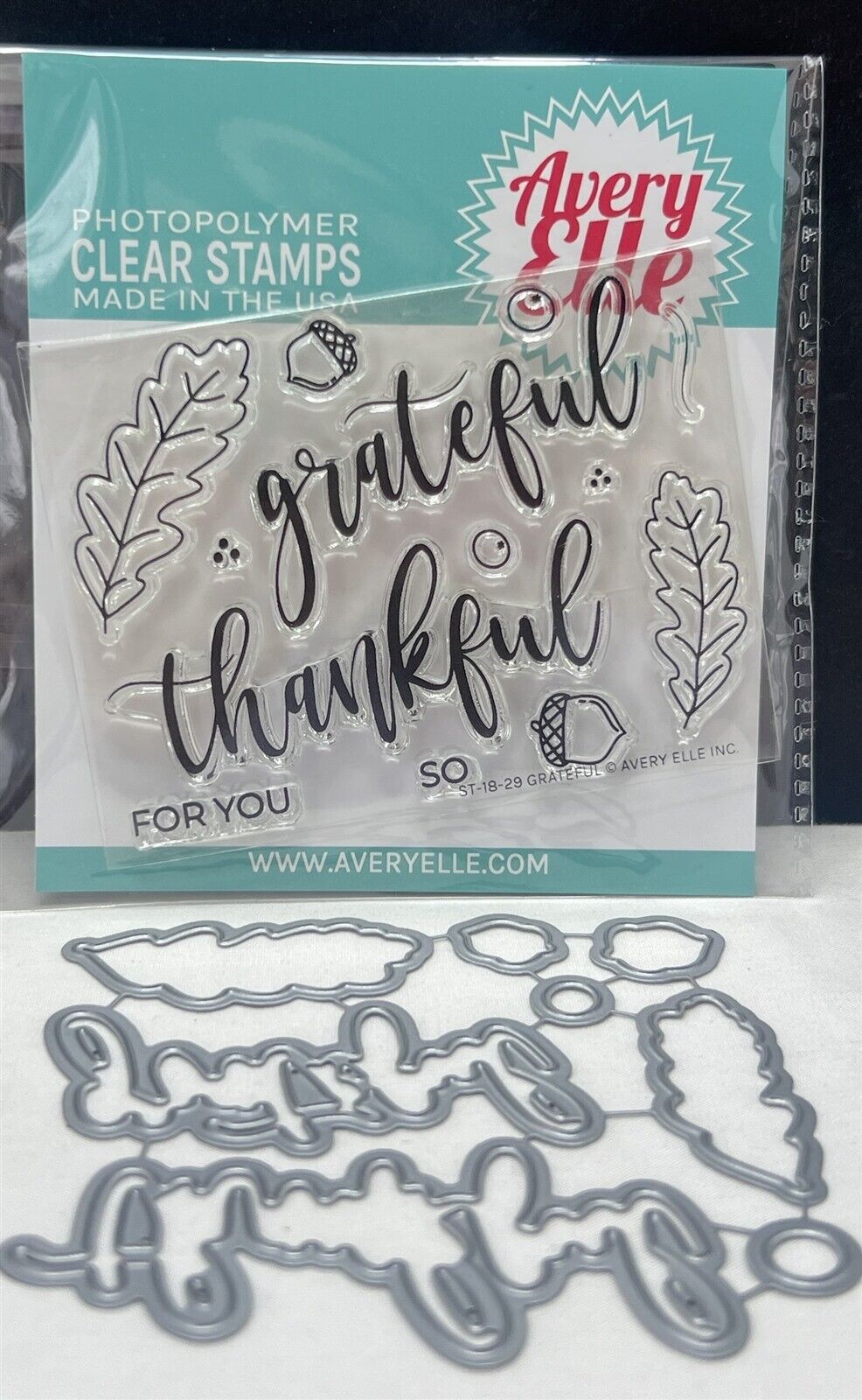 Avery Elle GRATEFUL Fall Autumn Thankful Rubber Stamps Dies