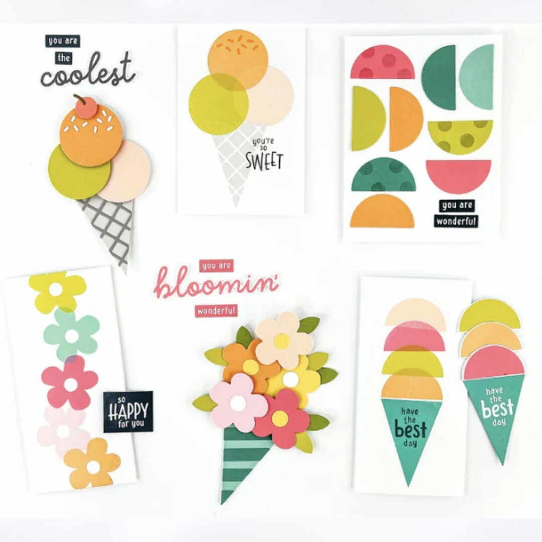 Concord & 9th PRETTY SWEET Ice Cream Snowcones Summer Rubber Stamps Dies