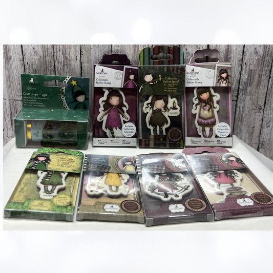 Santoro GORJUSS GIRLS Paper Dolls Rubber Stamps Washi Tape Lot