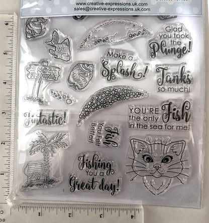 Creative Expressions FISHBOWL FRIENDS Cat Fish Kitty Rubber Stamps