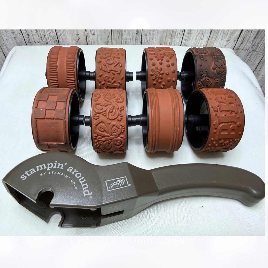 Stampin Up WHEELS Around Paws Butterfly Plaid Handle Set of 8