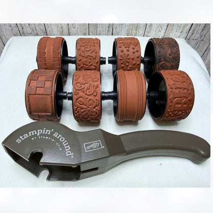 Stampin Up WHEELS Around Paws Butterfly Plaid Handle Set of 8