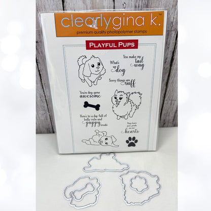 Gina K Designs PLAYFUL PUPS Dogs Puppy Rubber Stamps Dies