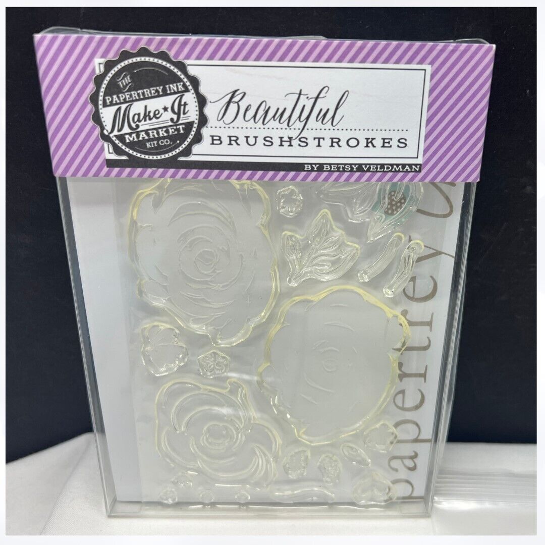 Papertrey Ink BEAUTIFUL BRUSHSTROKES Make It Market Kit Stamps Dies Rare