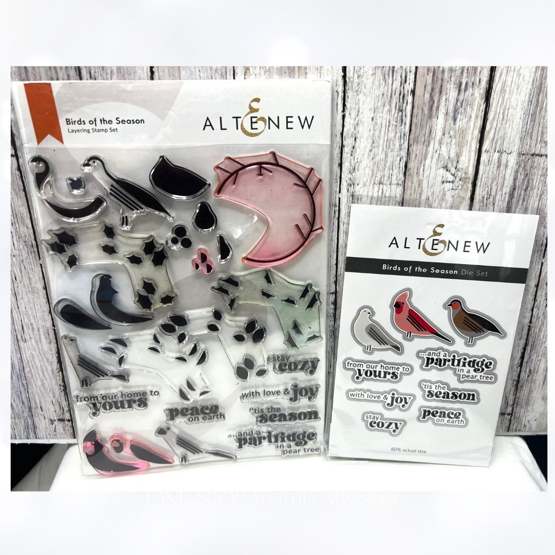 Altenew BIRDS OF THE SEASON Cardinal Christmas 6x8 Rubber Stamps Dies