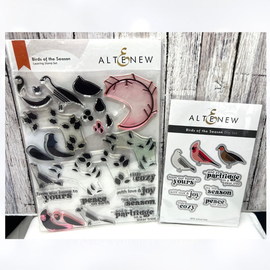 Altenew BIRDS OF THE SEASON Cardinal Christmas 6x8 Rubber Stamps Dies