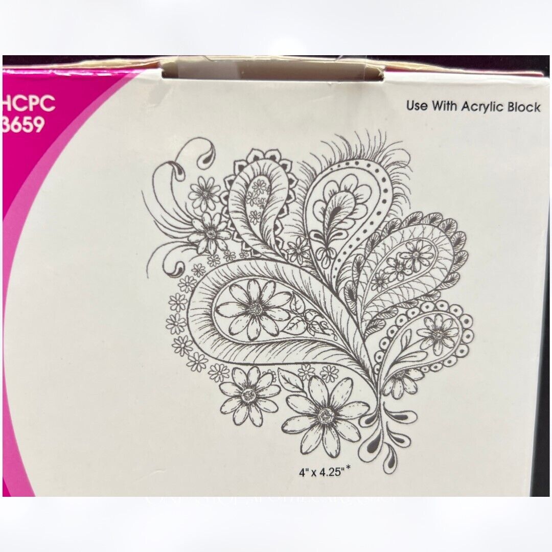 Heartfelt Creations PEACOCK PAISLEY Feathers Rubber Stamps