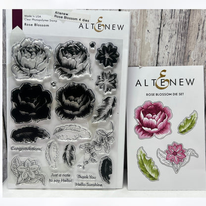 Altenew ROSE BLOSSOM Flowers Floral 6x8 Rubber Stamps Dies