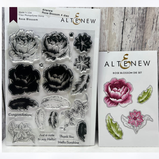 Altenew ROSE BLOSSOM Flowers Floral 6x8 Rubber Stamps Dies
