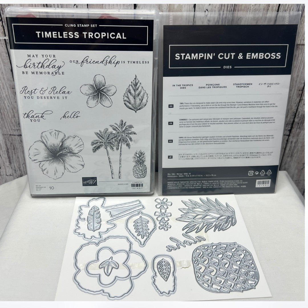 Stampin Up TIMELESS TROPICAL Hibiscus In the Tropics Rubber Stamps Dies