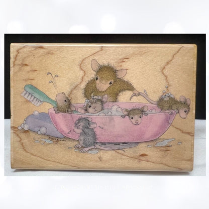 House Mouse BATHING BABIES Baby Mice Bathtime Rubber Stamp