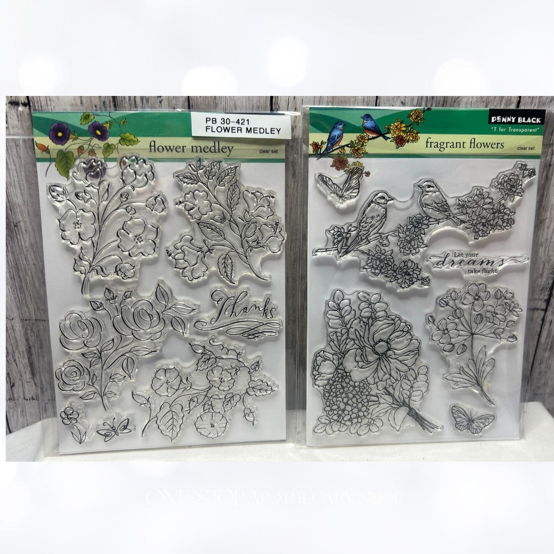 Penny Black FRAGRANT FLOWERS Medley Floral Rubber Stamps