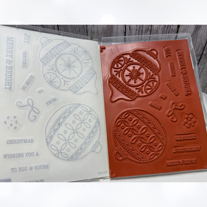 Stampin Up BRIGHT BAUBLES Christmas Ornaments Rubber Stamps Dies