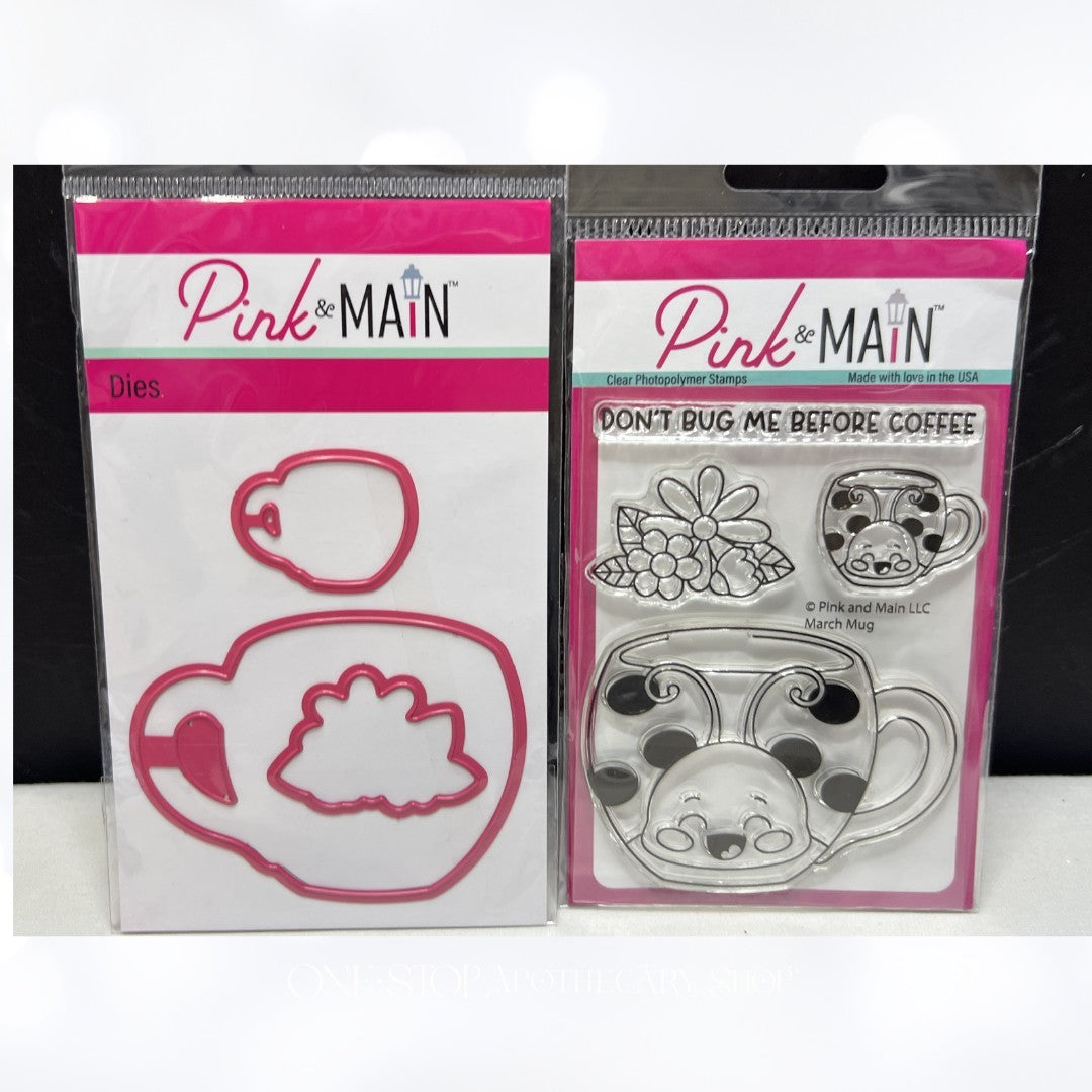 Pink & Main MARCH MUG Ladybug Rubber Stamps Dies