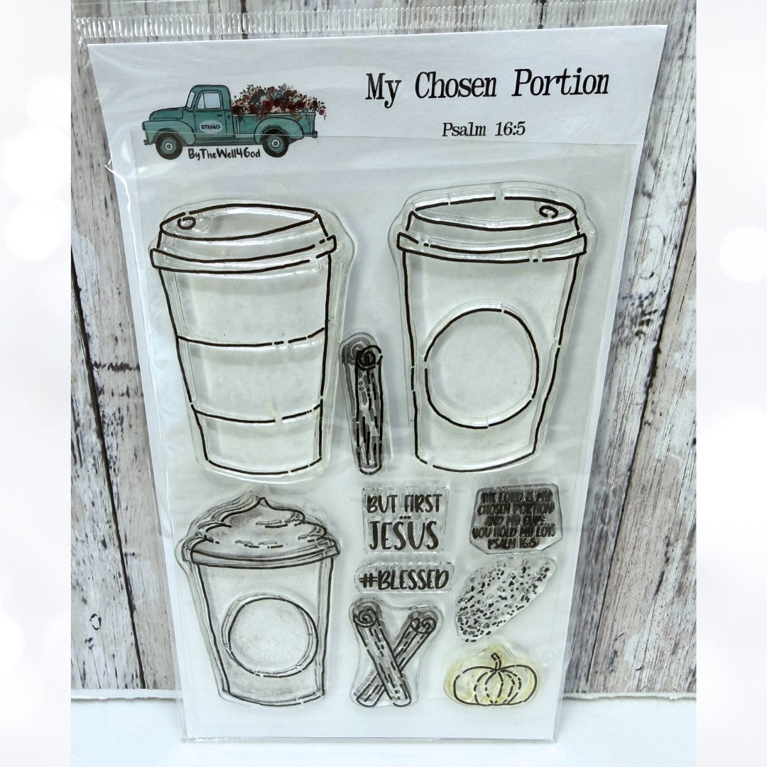 By the Well 4 MY CHOSEN PORTION Coffee Religious Bible Journaling Rubber Stamps