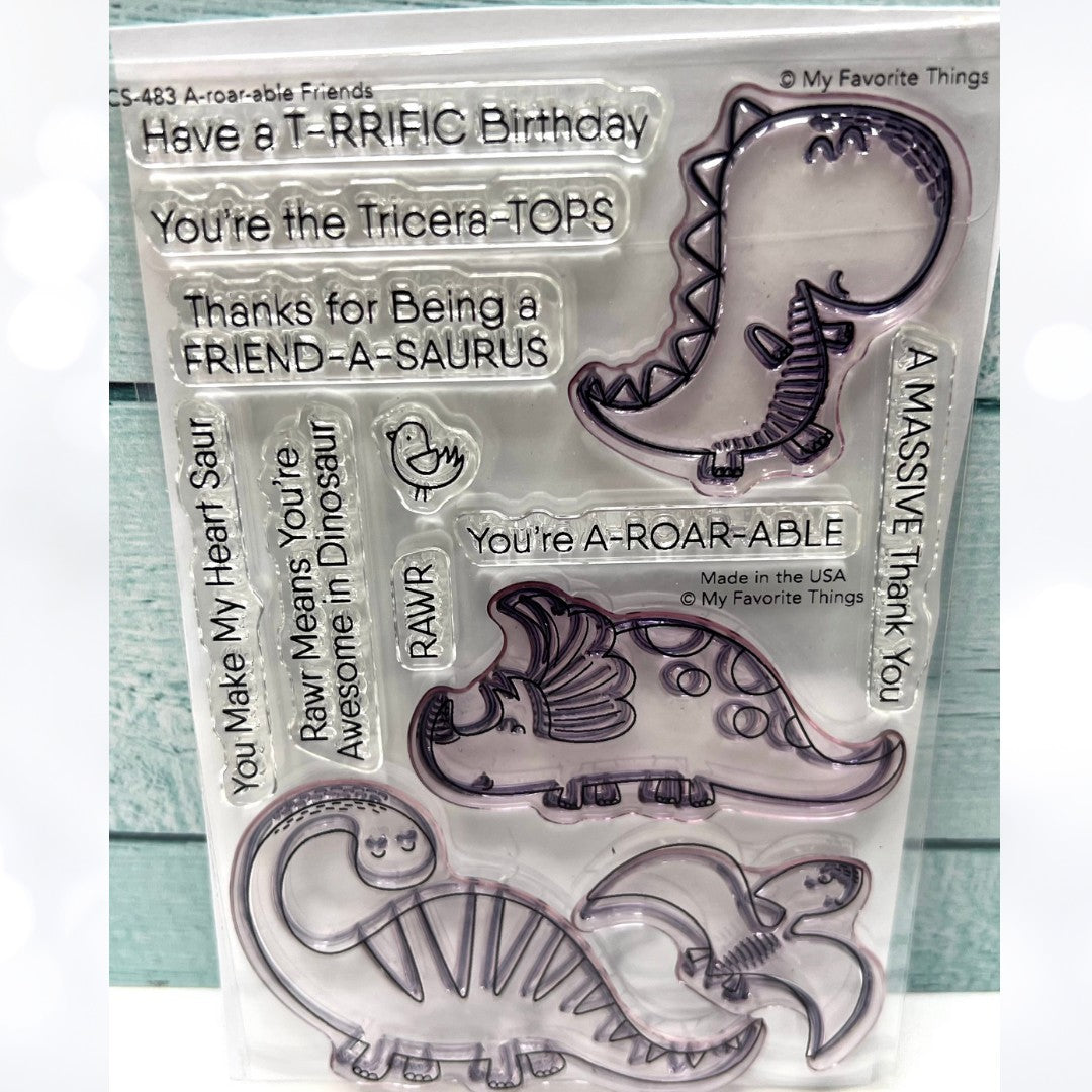 My Favorite Things A-ROAR-ABLE FRIENDS Dino Dinosaurs Rubber Stamps Dies