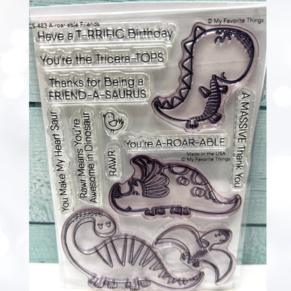 My Favorite Things A-ROAR-ABLE FRIENDS Dino Dinosaurs Rubber Stamps Dies