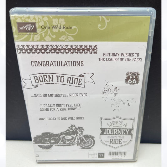 Stampin Up ONE WILD RIDE Motorcycle Biker Fathers Day Rubber Stamps