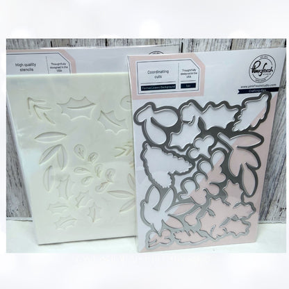 Pinkfresh Studio FRESH FESTIVE LEAVES Background Christmas Stencils Dies