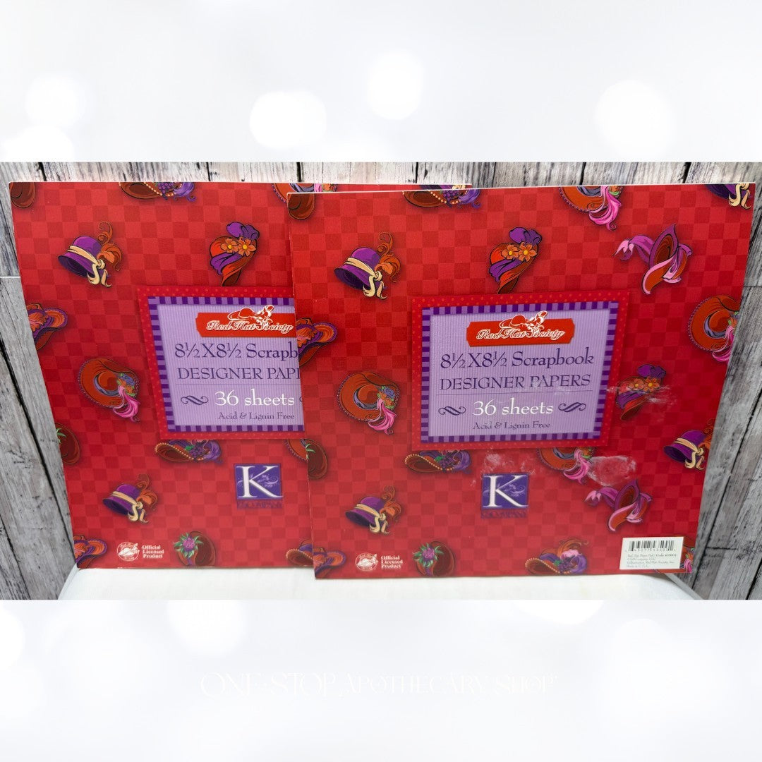K & Company RED HAT SOCIETY 8.5x8.5 Cardstock Paper Set of 2